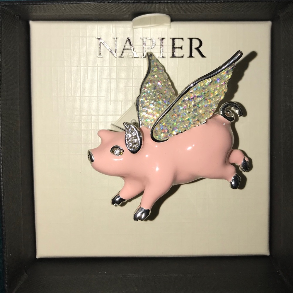Napier Pig with With Wings Brooch